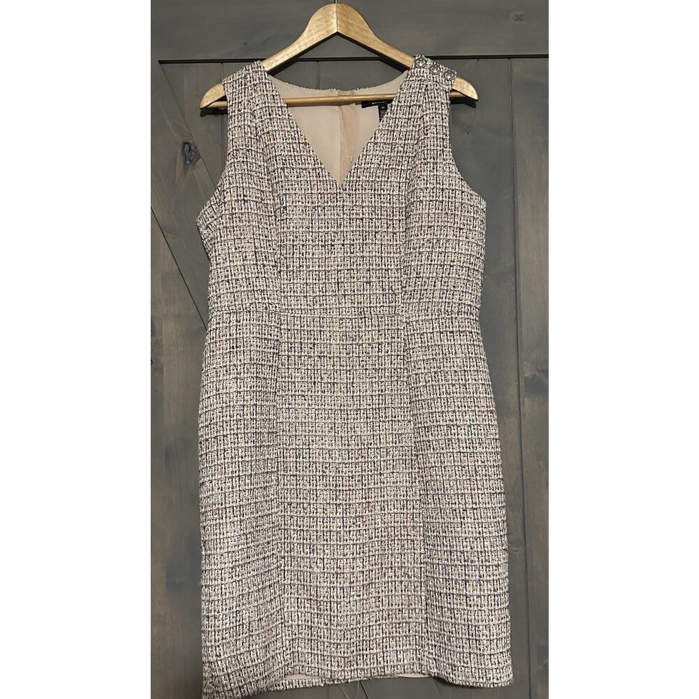 White House Black Market 12 WHBM Pink Tweed Sheath Dress Boucle Career Preppy